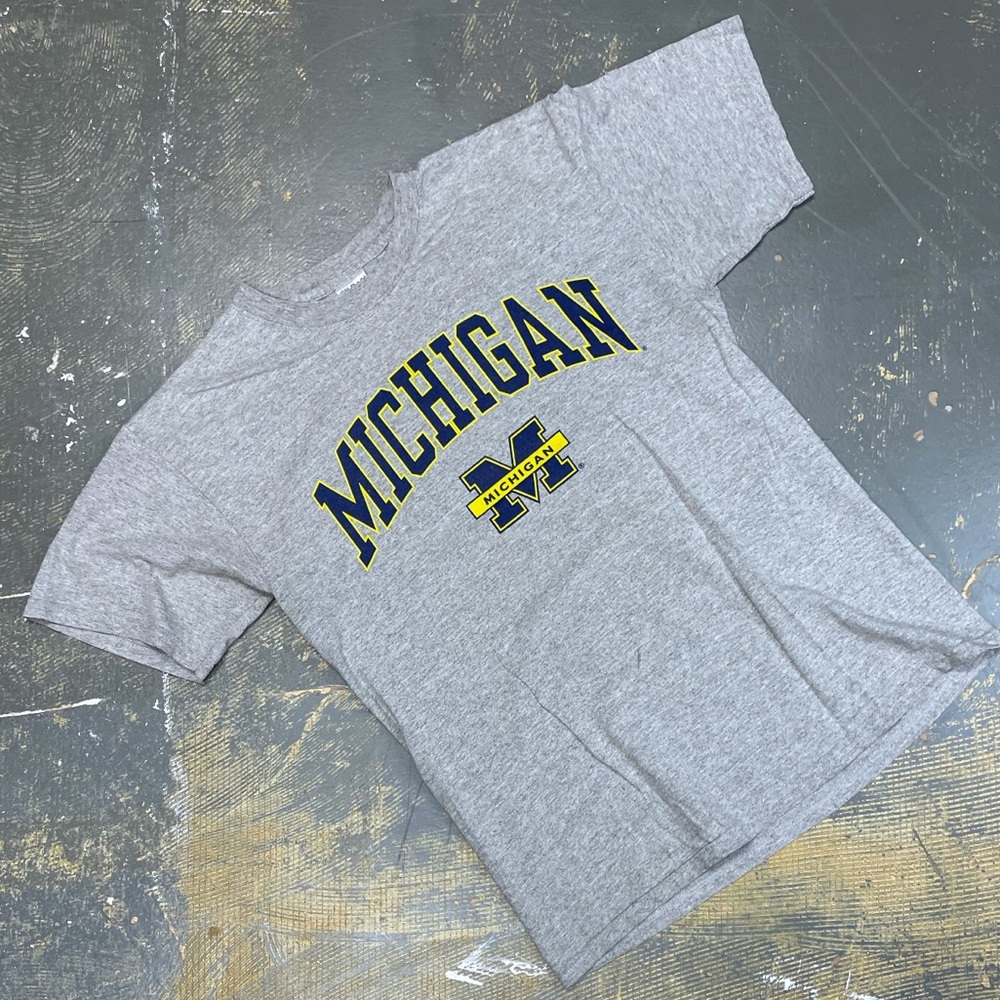 Michigan Wolverines Shirt Medium Big Blue NCAA Arena Logo Brady Football